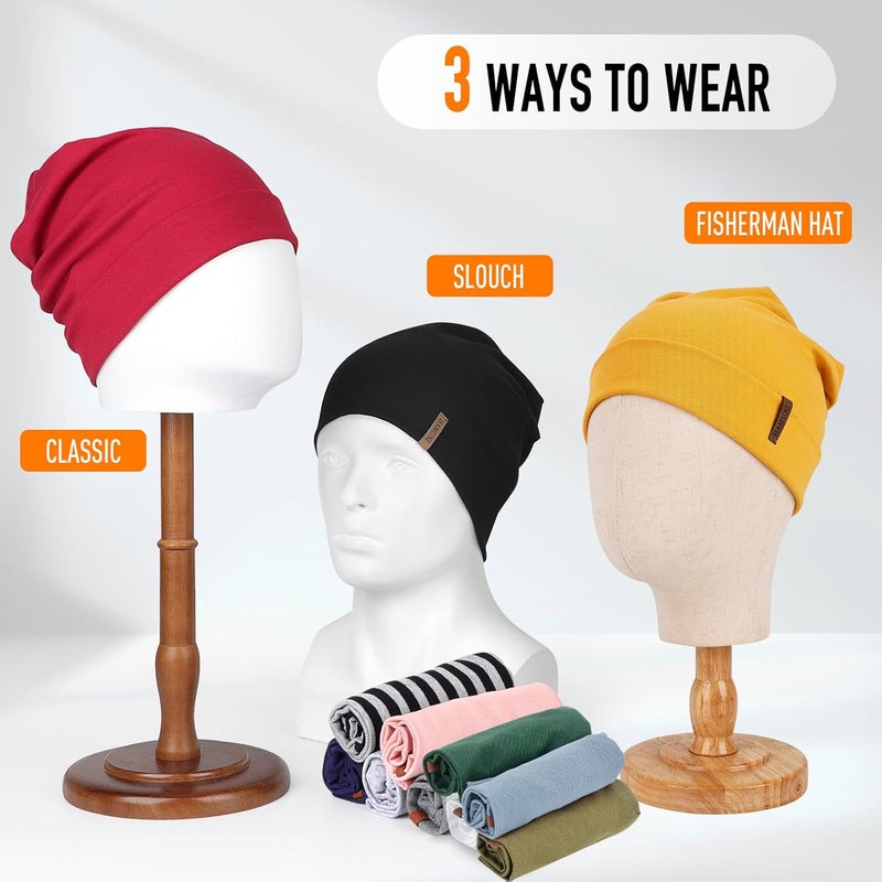 HAMUNI Slouchy Beanie for Women Cotton Beanies Hats Men Lightweight Soft Chemo Headwear Warm Skull Cap for All Seasons - Image 5